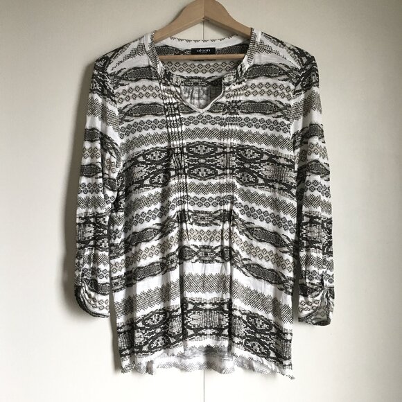 Olsen Europe Reptile Scale Print Tuckwork Jersey Tunic Top - Picture 1 of 15